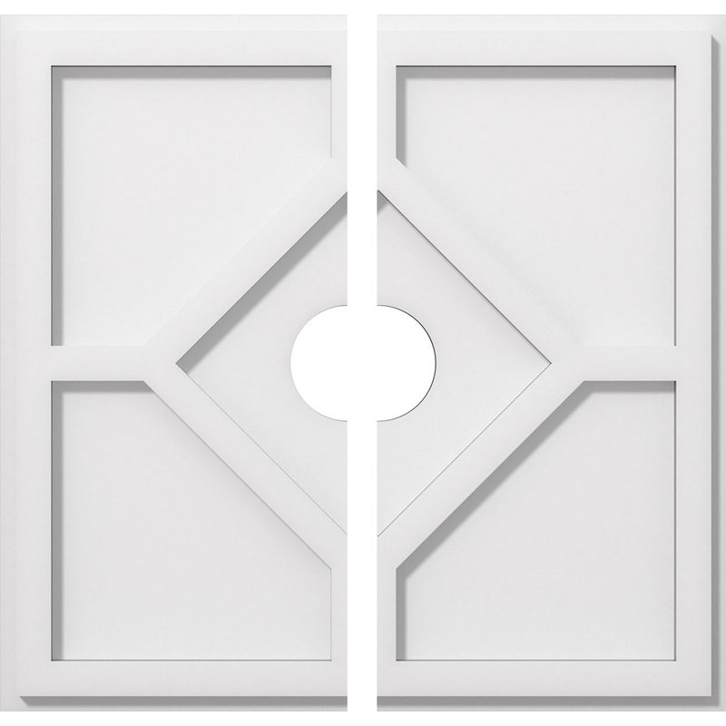 18"OD x 3"ID x 6 1/4"C x 1"P Embry Architectural Grade PVC Contemporary Ceiling Medallion, Two Piece, 1" H x 18" W x 18" D