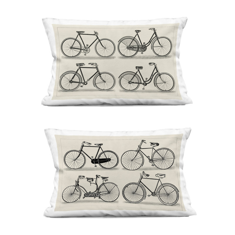 Coussin Stupell Industries Vintage Cycle Styles Design par Vision Studio (ensemble de 2)