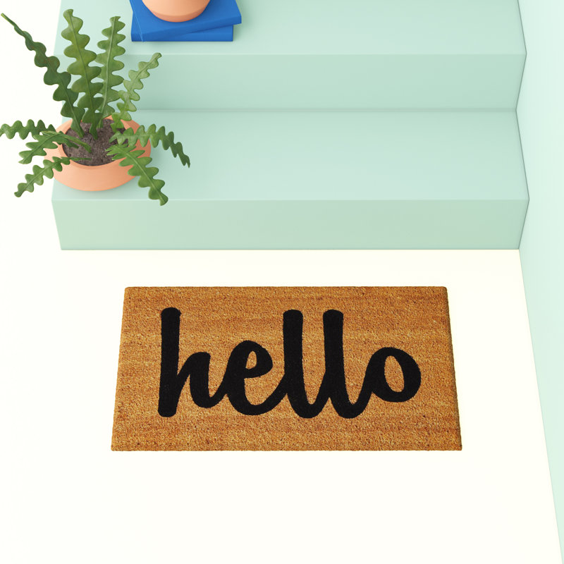 Carlaysia Non-Slip Outdoor Doormat, Rectangle 2' x 3', Tan/Black