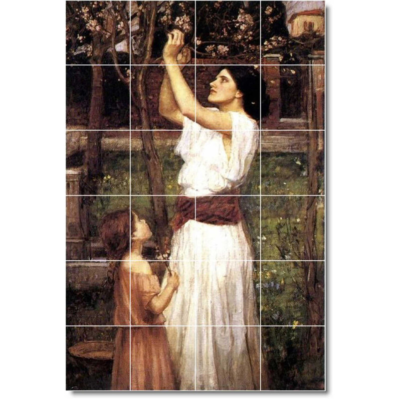 Carreau de peinture murale 32 po x 48 po 8 po x 8 po, Peinture de John Waterhouse, mère et enfant W0938
