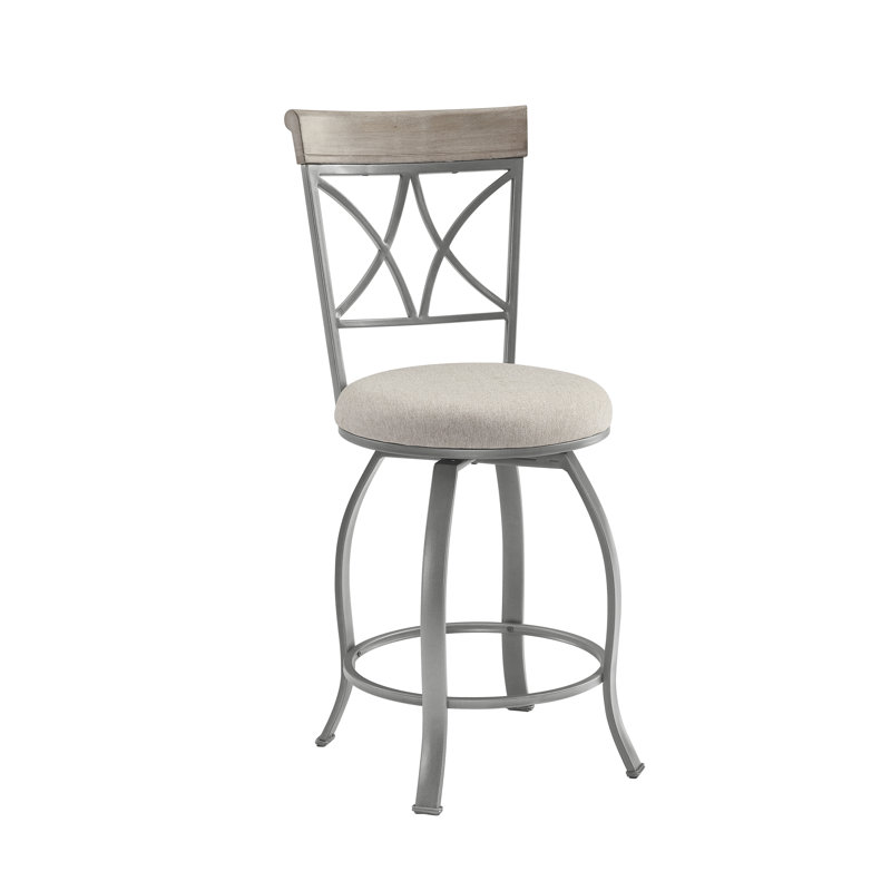 Jefferson Swivel Upholstered Counter Stool, Pewter Gray, Counter Stool (24.5” Seat Height)