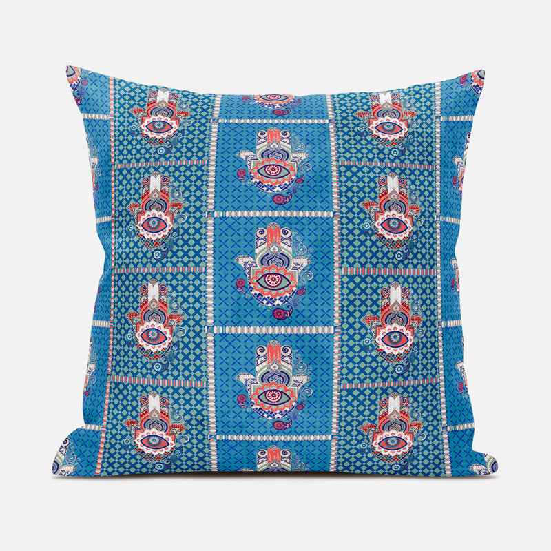 Housse et insert de coussin carré en polyester intérieur / extérieur, 20 po x 20 po, Bleu