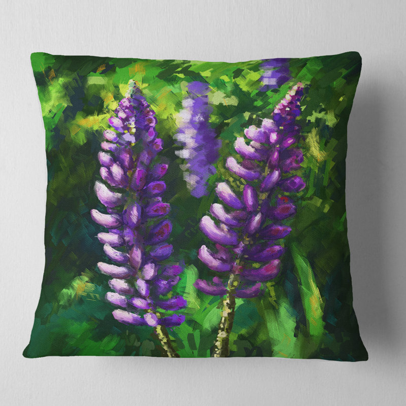 Floral Lupin Flowers Pillow, 16" x 16", Square