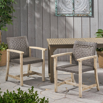 Chaise de salle à manger en bois et osier Hampton (ensemble de 2)