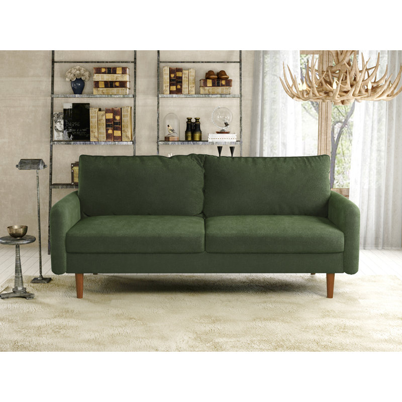 Canapé rembourré 70 po Cilla, Velours vert d’armée
