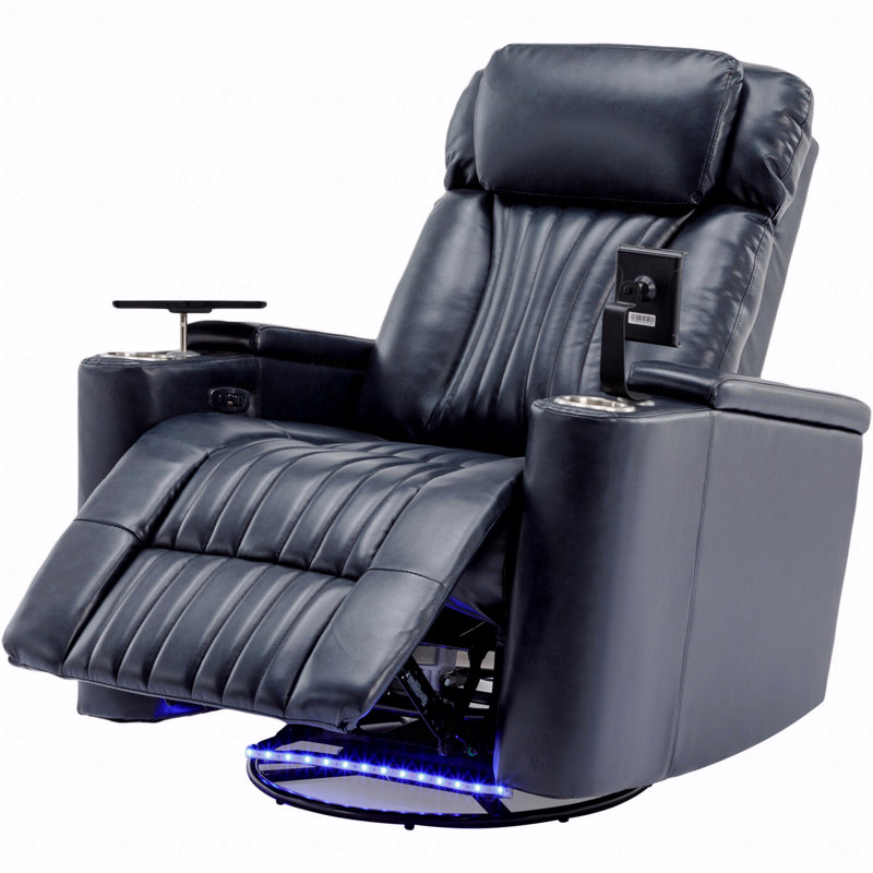 270° Power With Swivel Function Recliner,Home Theater Seating With Hidden Arm Storage And With LED Light Light Strip,Cup Holder,360° With Swivel Function Tray Table,And Cell With Phone Holder,Soft Living Room Chair