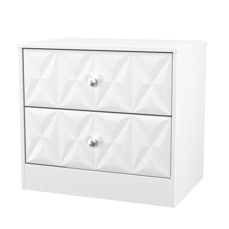 Ceinwen 58cm W Manufactured Wood Bedside Table, White Matt