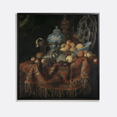 Still Life With Fruits And Vessels On A Smyrna Rug Print by Simon Luttichuys