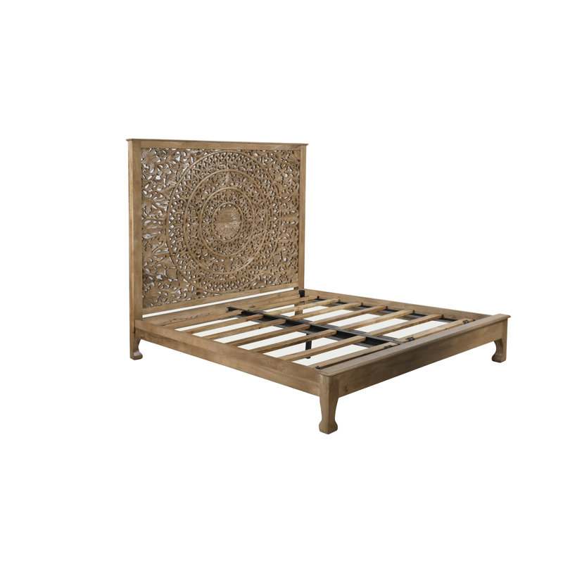 Aarohi Solid Wood Low Profile Standard Bed, King, Brown