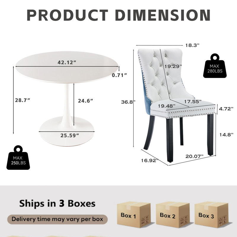Ensemble de table de salle à manger rond avec 4 chaises
