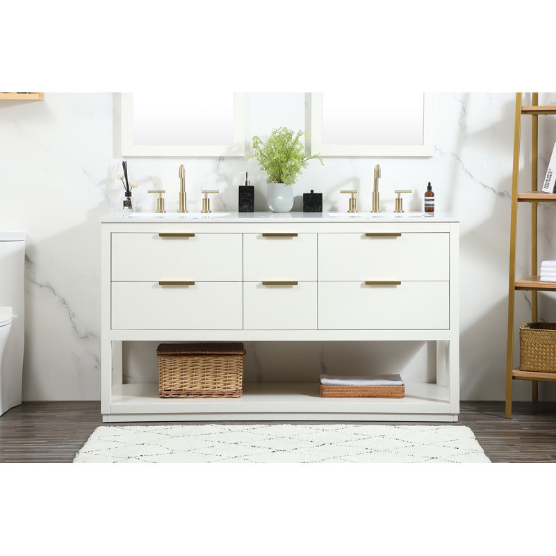 Ensemble de meuble-lavabo double 60 po Felicity, Gris