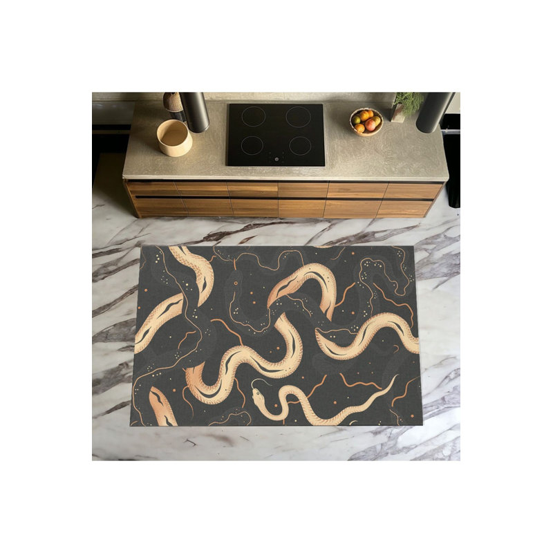 Tapis lavable à motifs Worm, Sous-tapis carré 3 pi 3 po inclus