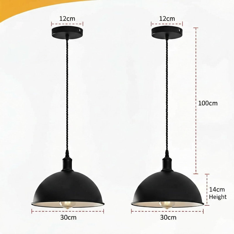 Luminaire suspendu industriel en métal, luminaire pour îlot de cuisine, salle à manger et salon, Black inner White