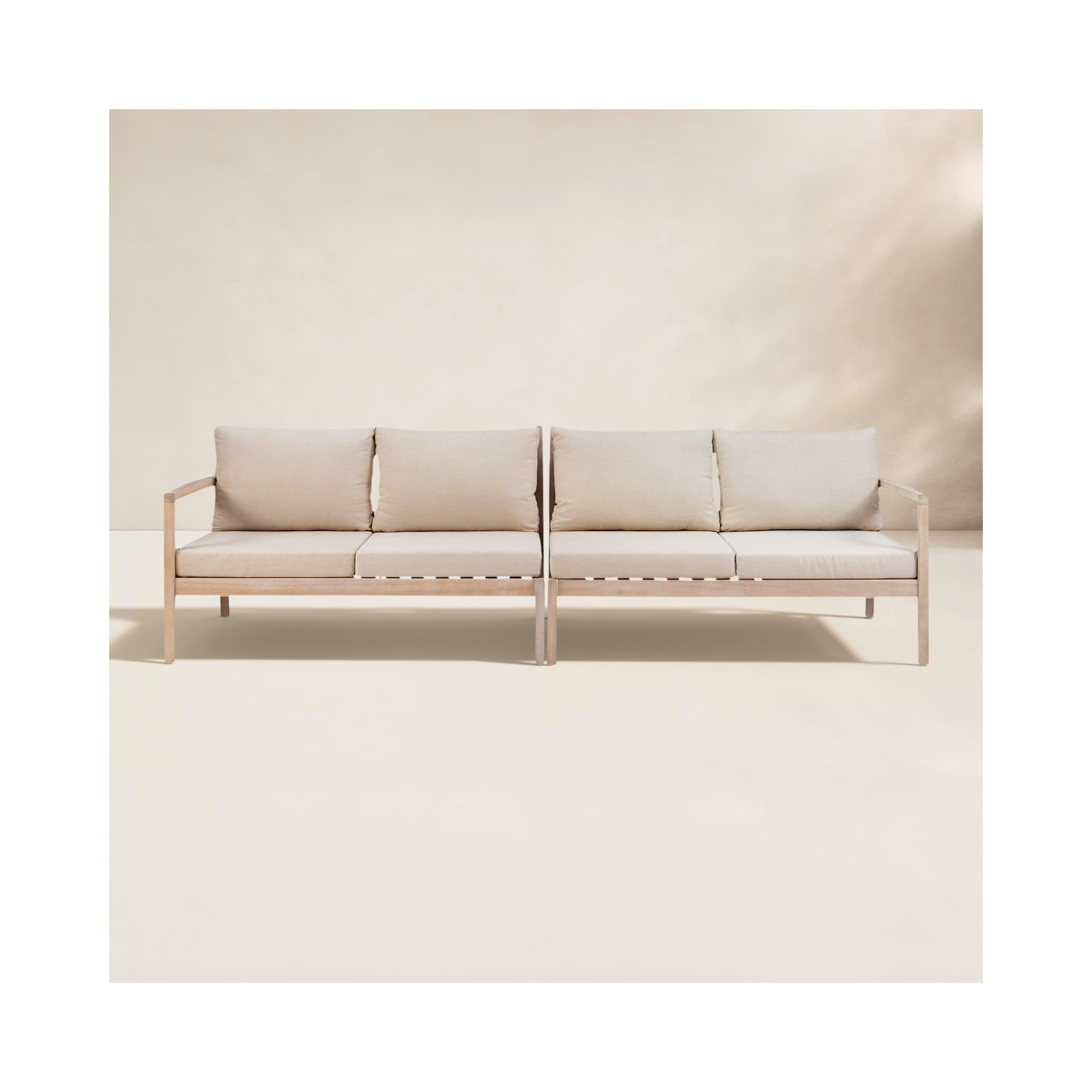 Amina 54'' Acacia Outdoor Loveseat, Beige