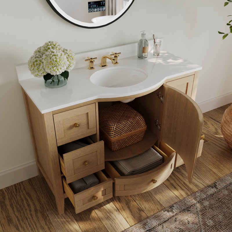 Lauren 48" Single Bathroom Vanity Set, Gold, Oak