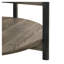 Table basse transitionnelle ronde avec tablette ouverte, meubles en bois d'ingénierie gris foncé et pieds en métal pour le salon