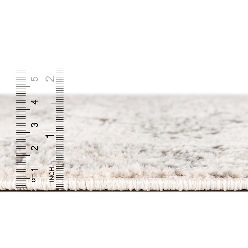 Tapis abstrait ivoire / noir Longe, Rectangle 3 pi 3 po x 5 pi 3 po