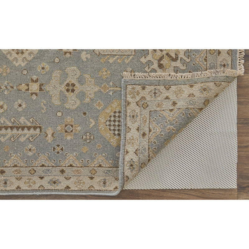 Corbitt Wool Oriental Area Rug in Blue, Rectangle 9'6" x 13'6"