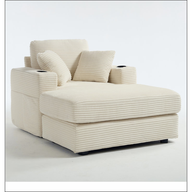 Canapé rembourré en velours côtelé Corduroy, Beige