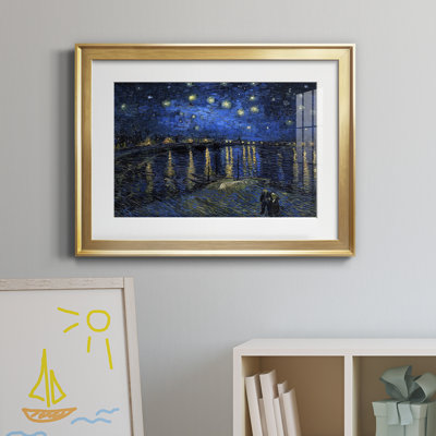 Starry Night Over Rhone - Matted and Framed Under Acrylic Glass, Large Living Room Wall Art
