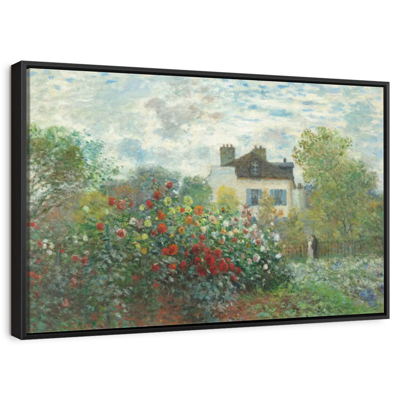 Le jardin de Monet à Argenteuil, 1873, Cadre flottant noir, 37 po x 25 po