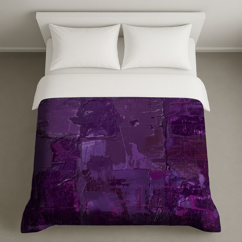 Housses de couette à motif abstrait mauve, Très grand lit