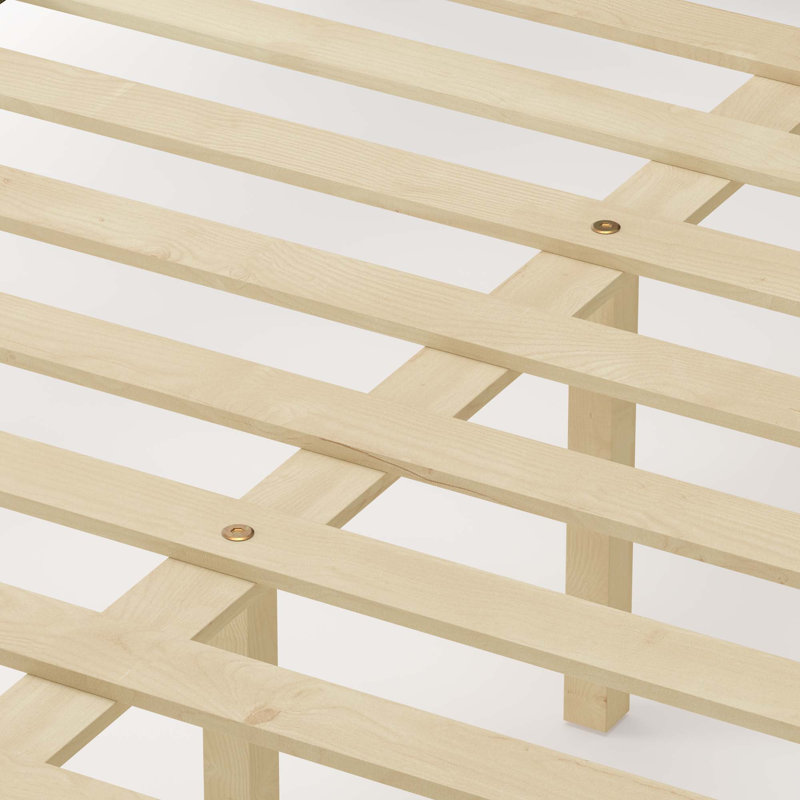 Structure de lit plateforme, lit à barreaux avec tête de lit courbée haute, aucun sommier nécessaire, lit à baldaquin rétro