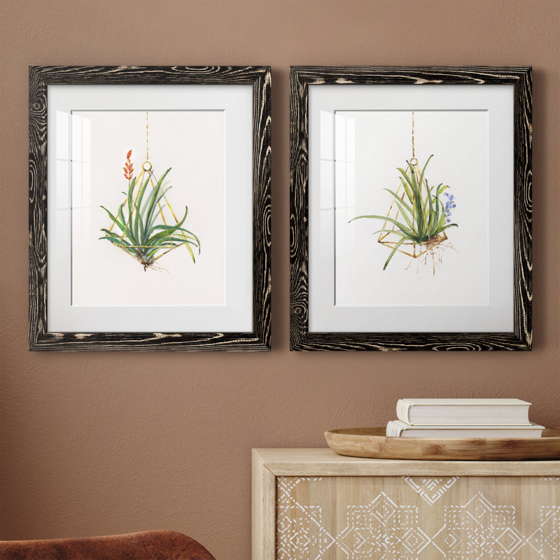 Gardenaire I - Ensemble de 2 peintures, H 20 po x l 34 po x P 1,5 po, Papier encadré noir