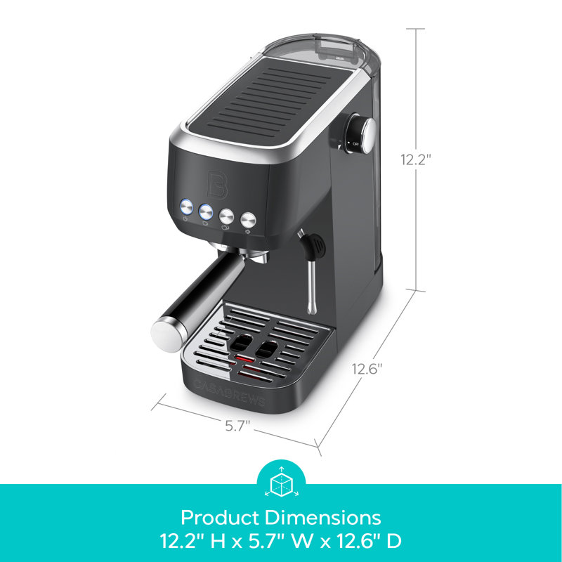 Machine à espresso 20 barres avec buse à vapeur, cafetière compacte avec réservoir à eau amovible 43,9 oz., Noir