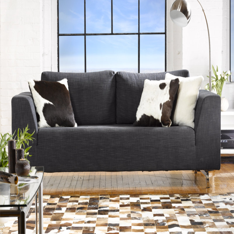 Set of Two 18" Cowhide Throw Pillows, Chocolate/White