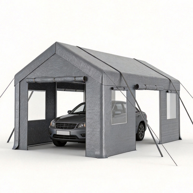 Heavy Duty Carport Portable Garage, Gray, 10 Ft. W x 20 Ft. D