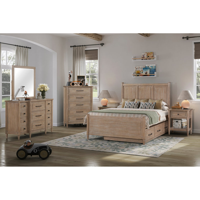 Petite table de chevet en placage de ton sable avec tiroir intégré et tablette pour l'organisation de la chambre à coucher, charge colorée de 22 po de profondeur, tiroir coulissant lisse, tablette inférieure ouverte, profondeur