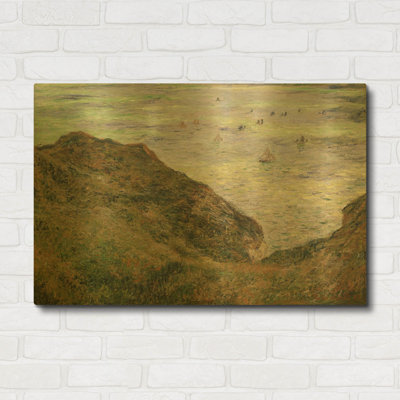 «View Over The Sea» par Claude Monet, art mural en métal doré, 36 po x 24 po
