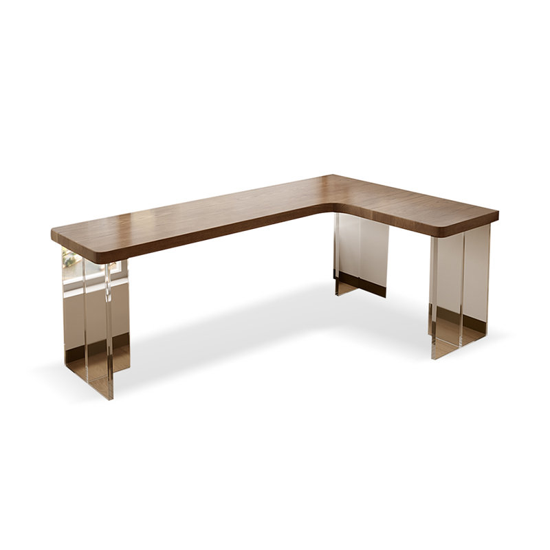 Bureau d'angle en bois massif, Retour à droite, H 29,53 po x l 70,87 po x P 47,24 po