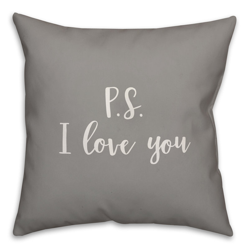  Coussin PS I Love You, Gris, Housse de coussin