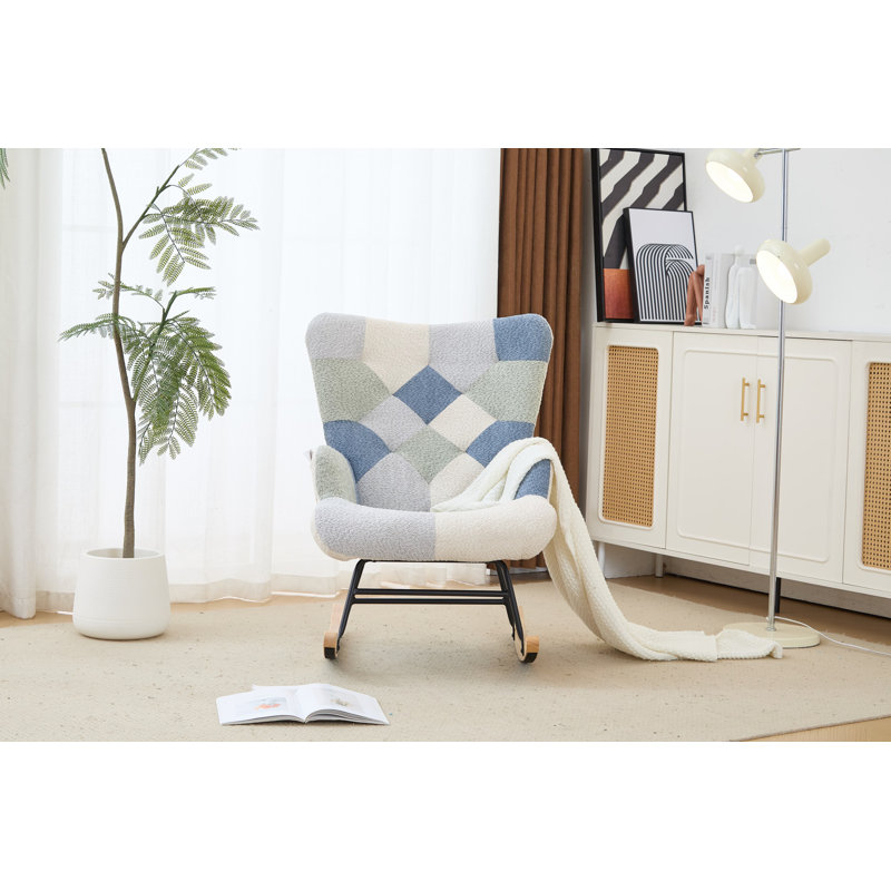Chaise d'appoint Macaroon Mid-Century, Crème/bleu