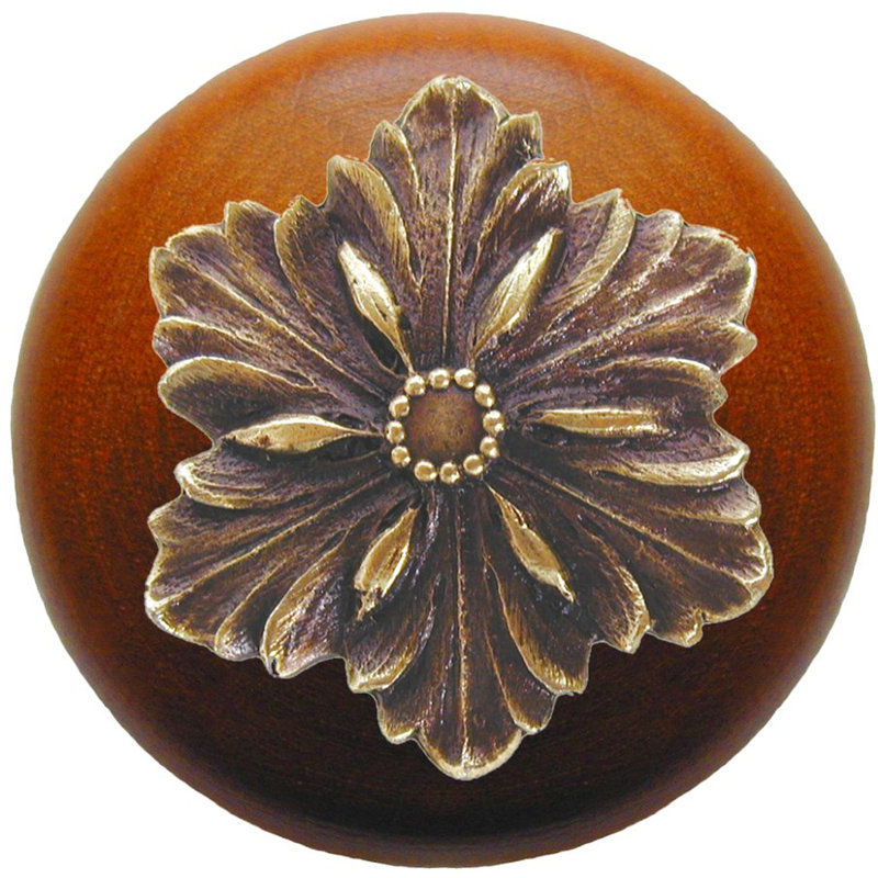 Classic Mushroom Knob, Antique Brass/Cherry Wood