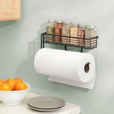 mDesign Paper Towel Holder for Kitchen - Wall Mount/Under Cabinet, Brushed