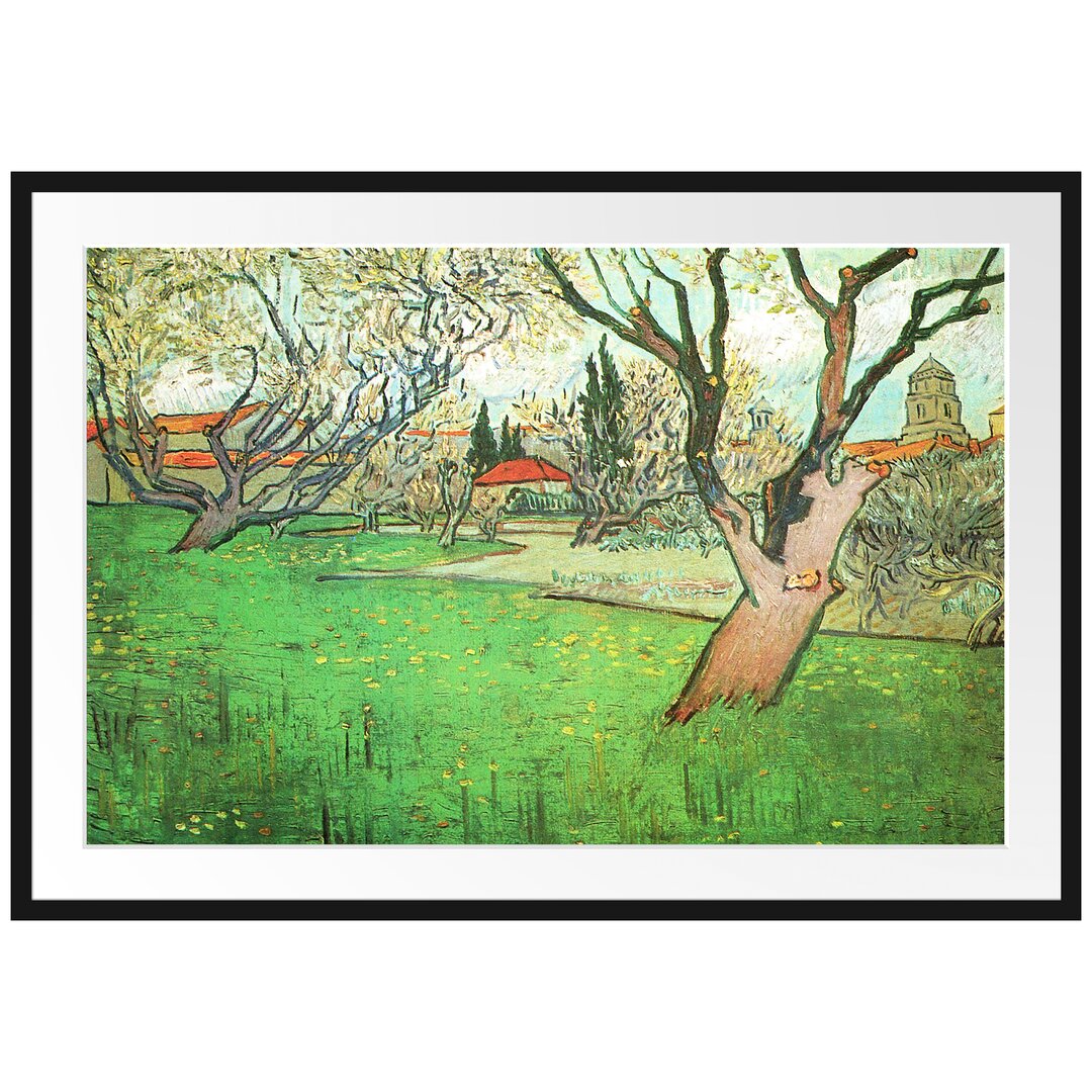 Gerahmter Kunstdruck Blossoming Orchards View of Arles von Vincent Van Gogh