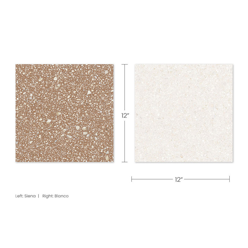 Lithos 12X12 Checkerboard Blanco And Siena, Blanco/Siena