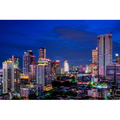 Night Cityscape Skyline - Wrapped Canvas Print