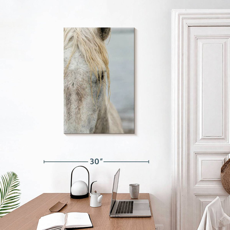 Ronce près d'un cheval blanc de Camargue II, H 30 po x l 20 po