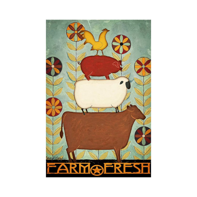 «Farm Fresh Animal Stack» par Teresa Kogut - reproduction, Aucun mat, H 26 po x l 18 po x 1,5 po, Toile tendue
