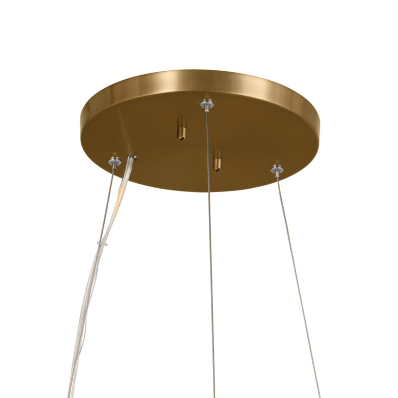 6 - Light Dimmable Drum Chandelier, Gold