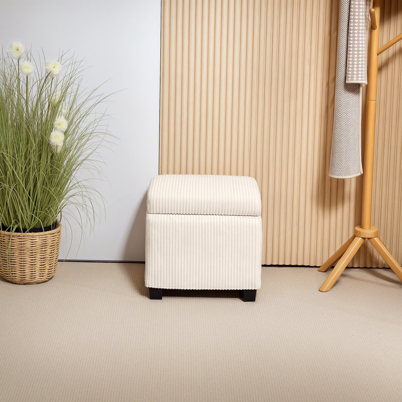 112cm Wide Storage Ottoman, 40cm H x 40cm W x 40cm D, Beige