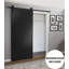 Porte de grange robuste avec quincaillerie | Planum 0010 chocolat cendré | Ensemble de cintres lourds 6,6 pi | Portes intérieures modernes à panneau solide - 42 po x 80 po - Rail noir-110275003-110274989