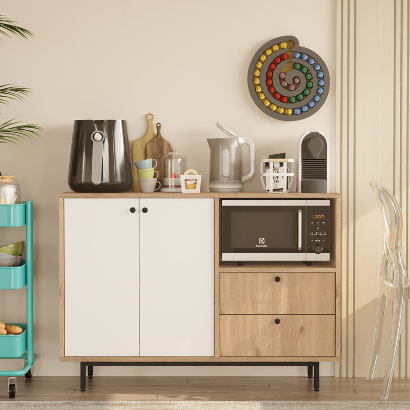 Armoire polyvalente Colesen, Blanc / beige, H 33,46 po x l 47,24 po x P 13,98 po