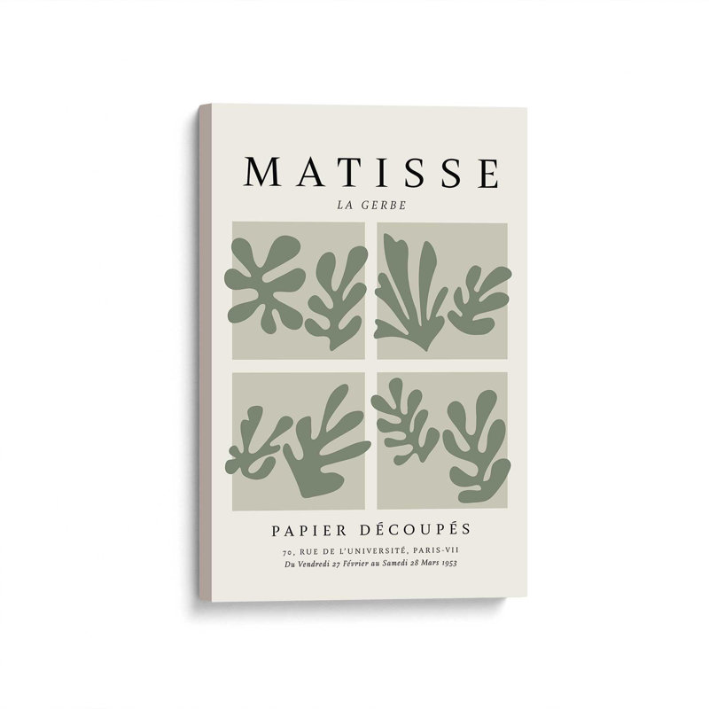 Matisse's La Gerbe Quartet en vert, H 18 po x l 12 po x P 1,25 po, Toile tendue
