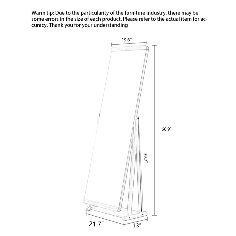 Nordic-Style Frameless Solid Wood Full-Length Mirror