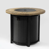 Round Fire Pit Table with Lava Rocks